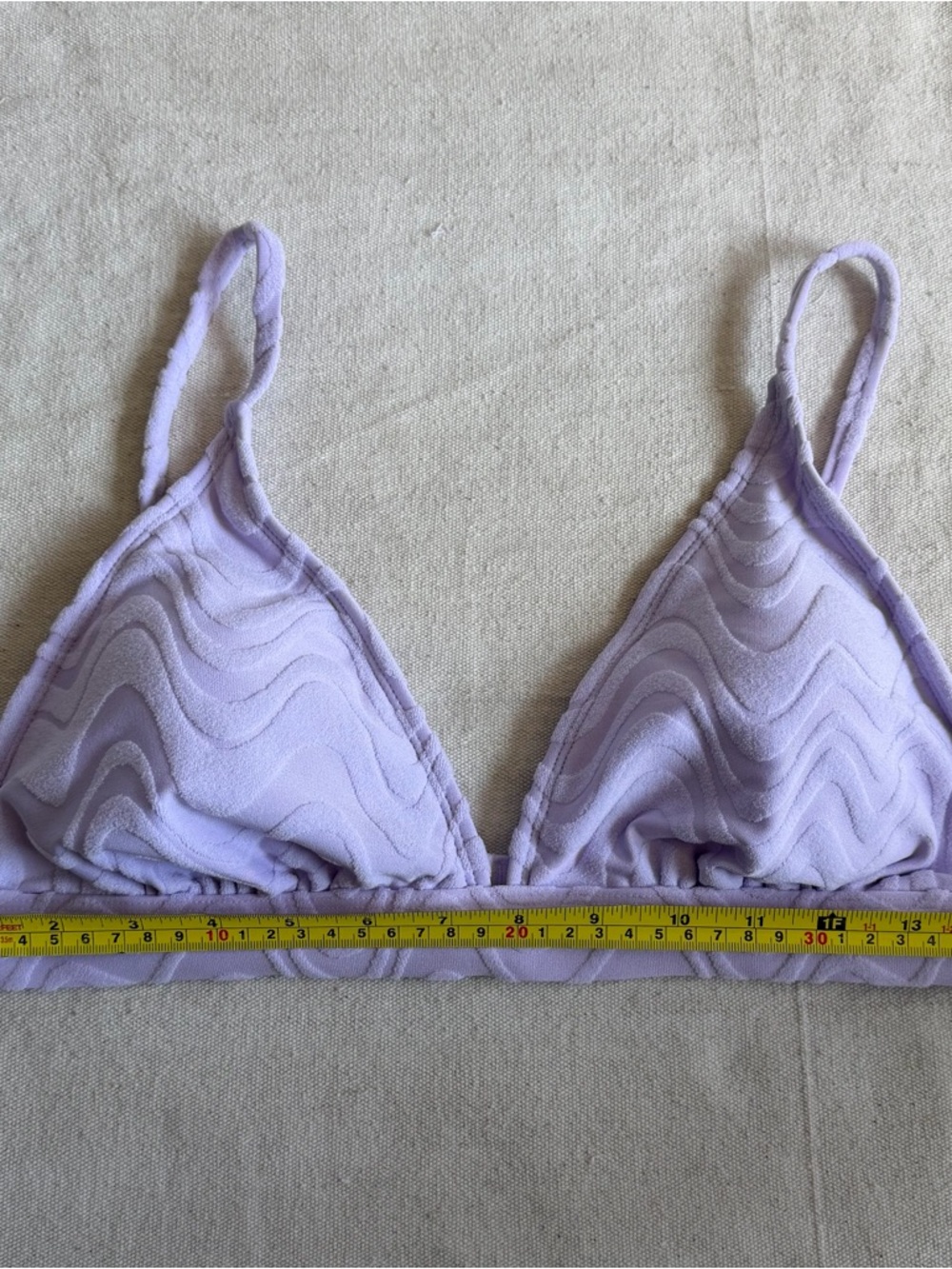 NWT Wild Fable Lilac Purple Wavy Terry Textured Triangle Bikini Swim Top Large L - Picture 11 of 12